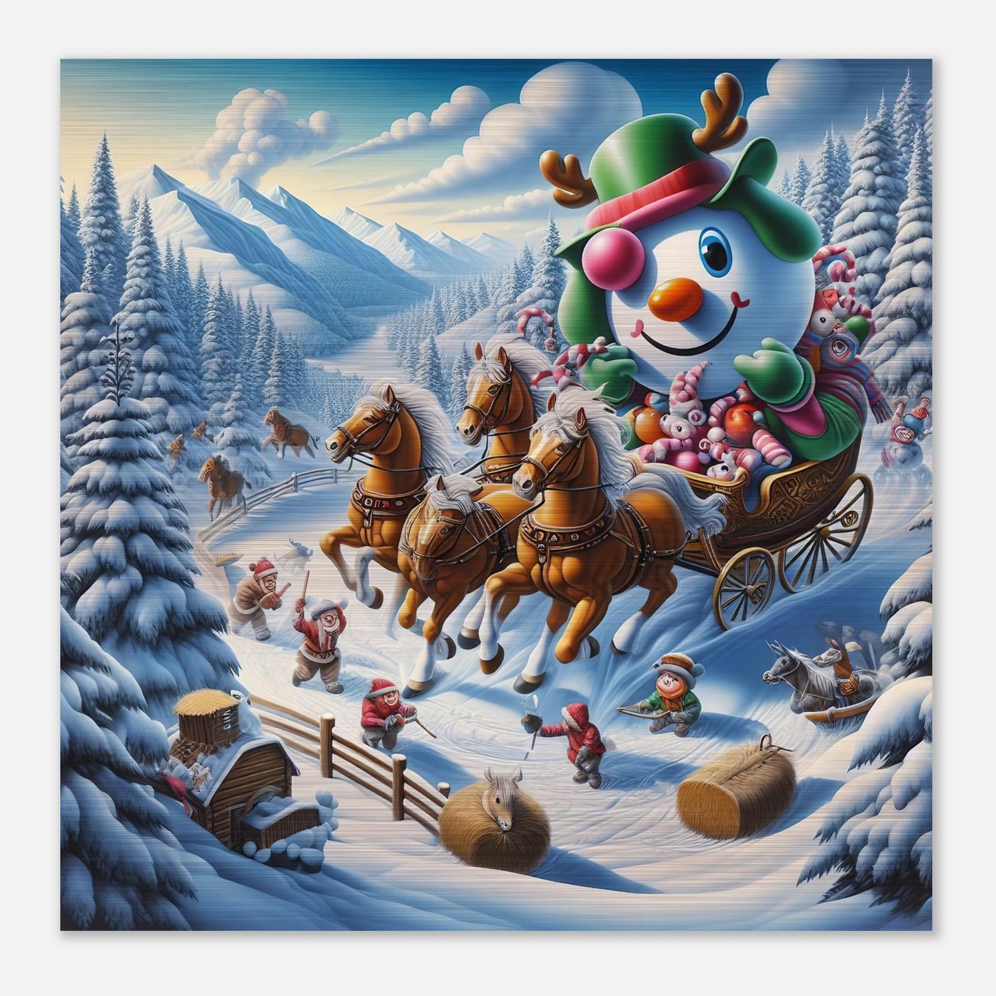 Wall Art - Winter 63 - Snowman in a carriage
