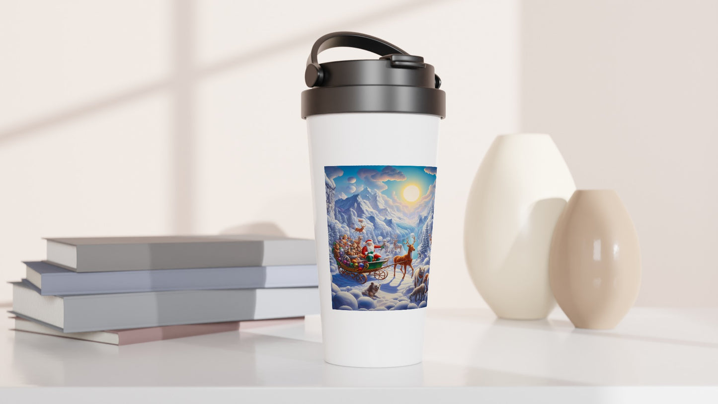 White 15oz Stainless Steel Travel Mug - Winter 123