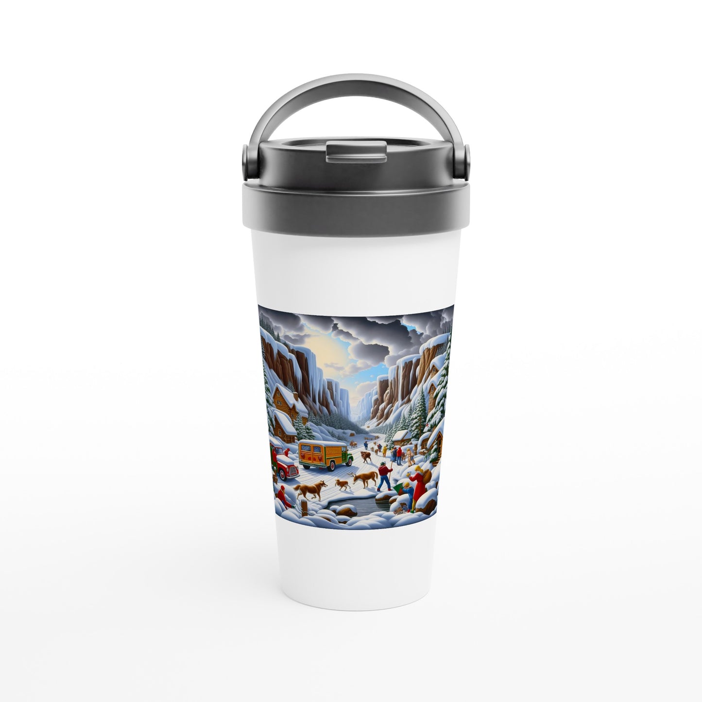 White 15oz Stainless Steel Travel Mug - Winter 120