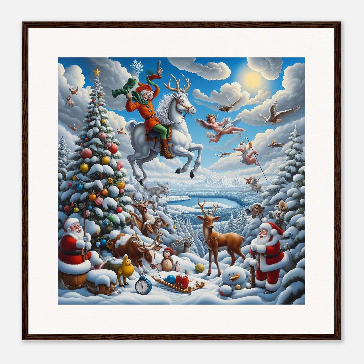 Wall Art - Winter 30 - Flying horse and elf