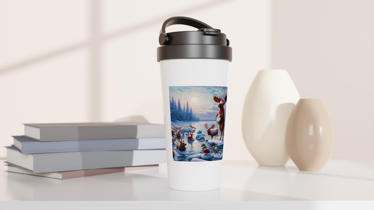 White 15oz Stainless Steel Travel Mug - Winter 173