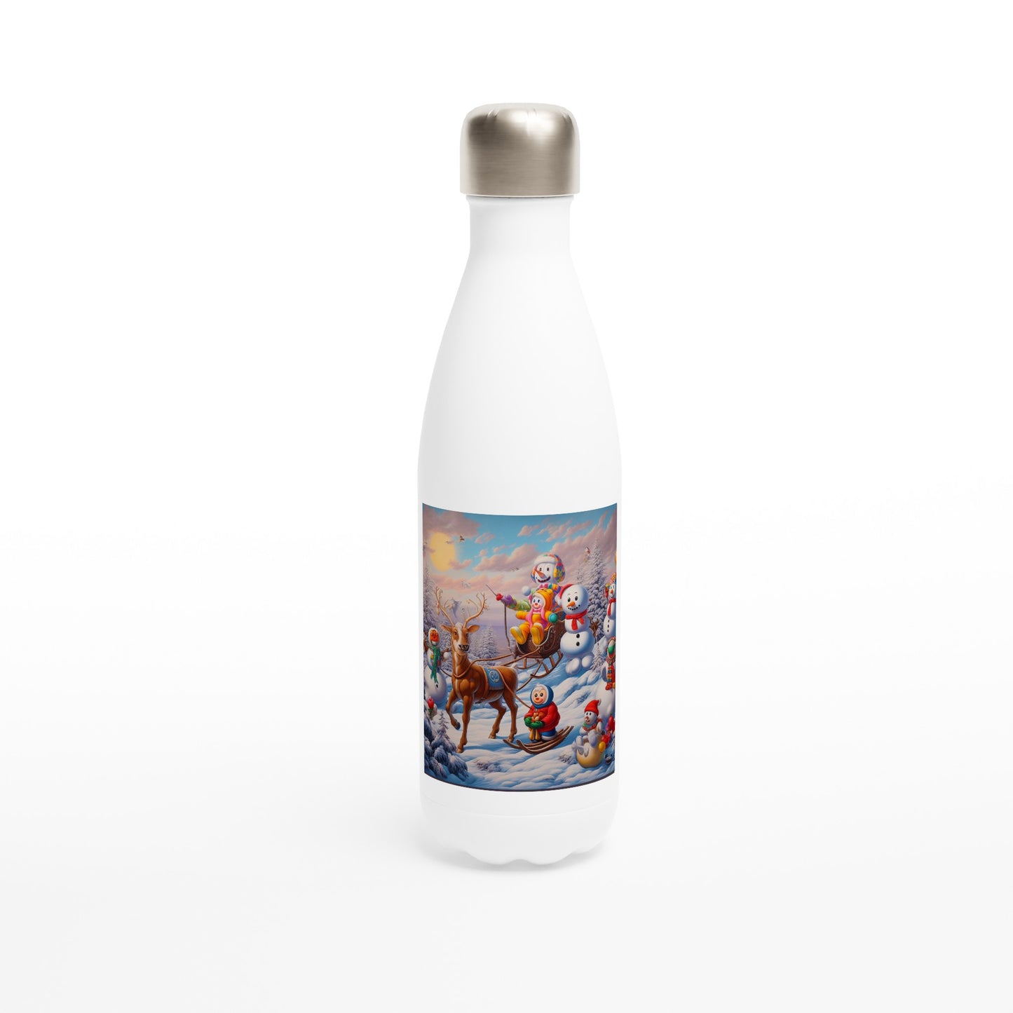 White 17oz Stainless Steel Water Bottle - Winter 77