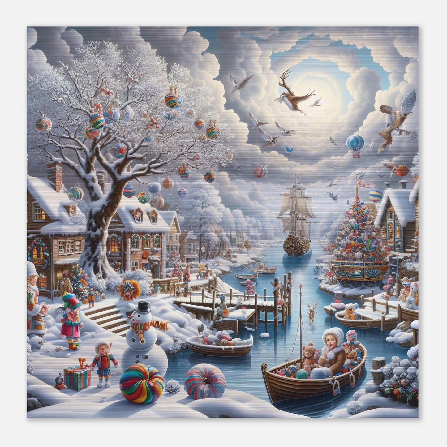 Wall Art - Winter 45 - Snowman and a sailing ship