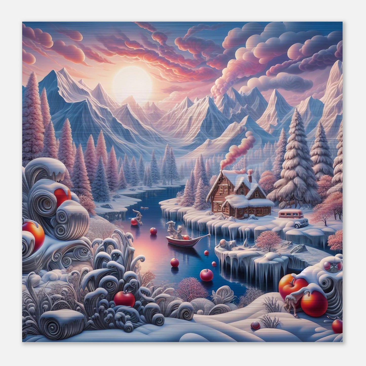 Wall Art - Winter 62 - Small boat on a river