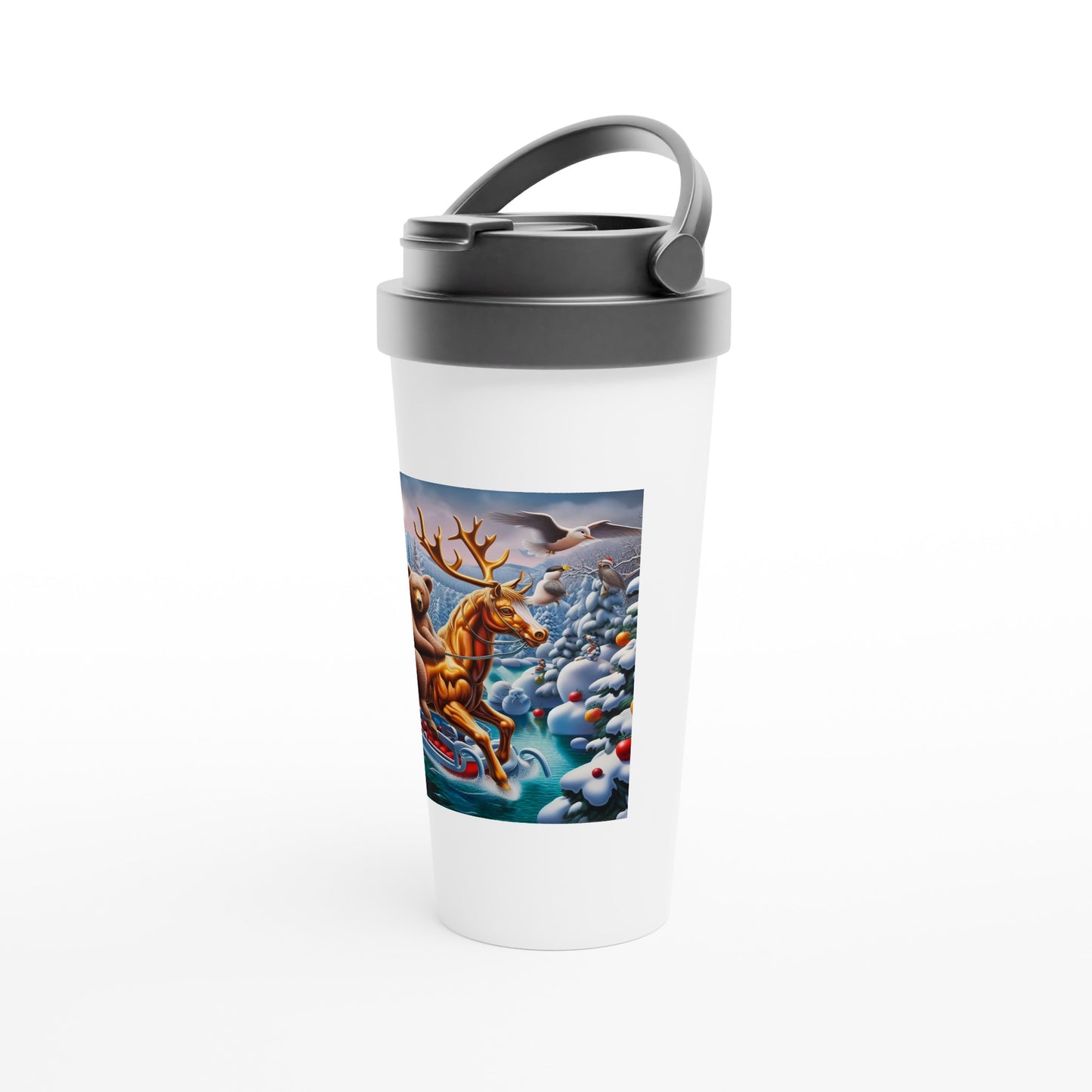 White 15oz Stainless Steel Travel Mug - Winter 165