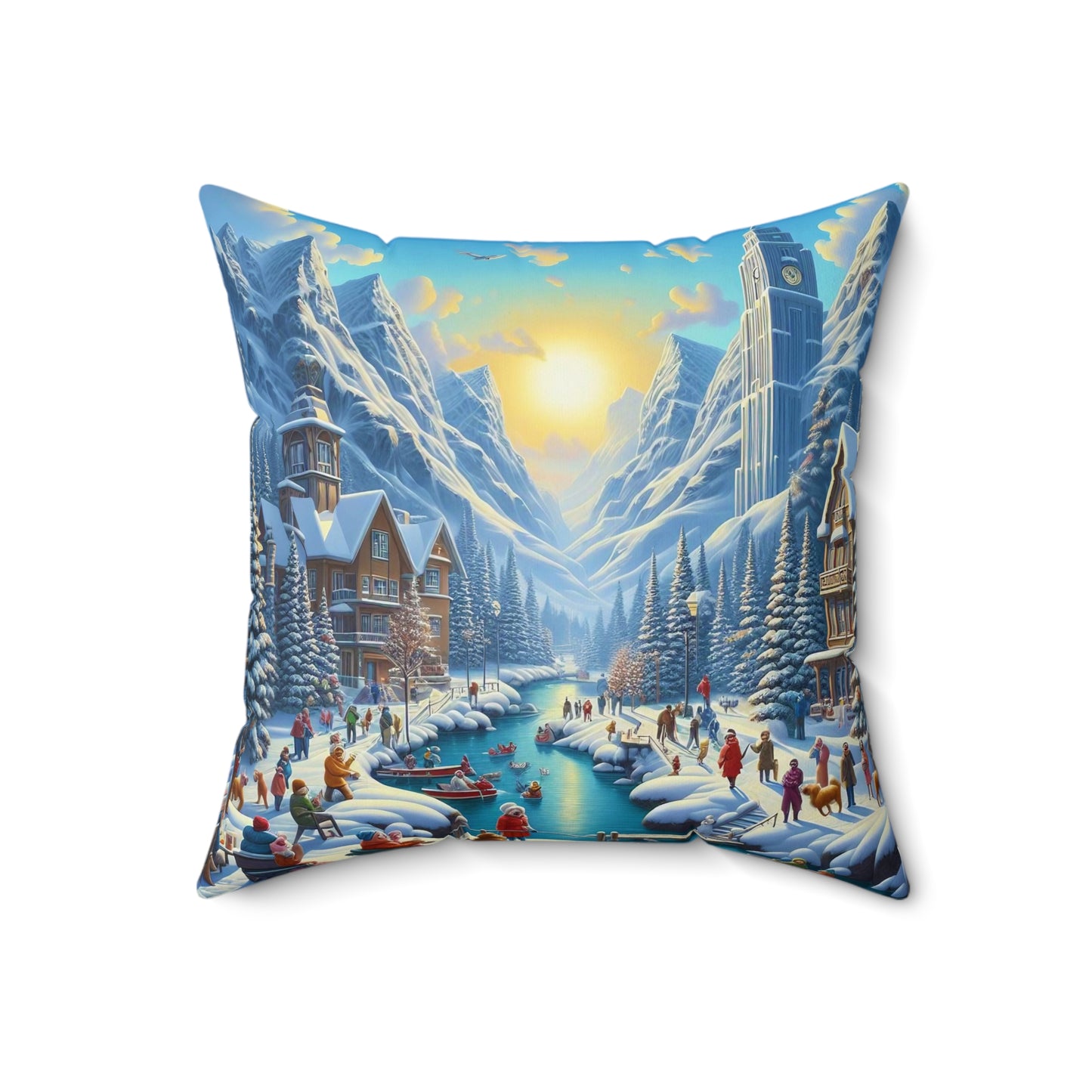 Spun Polyester Square Pillow - Winter 186