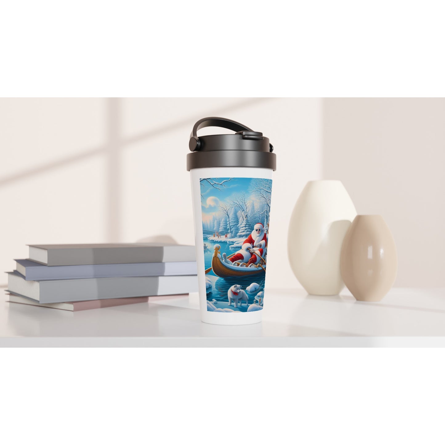 White 15oz Stainless Steel Travel Mug - Winter 162
