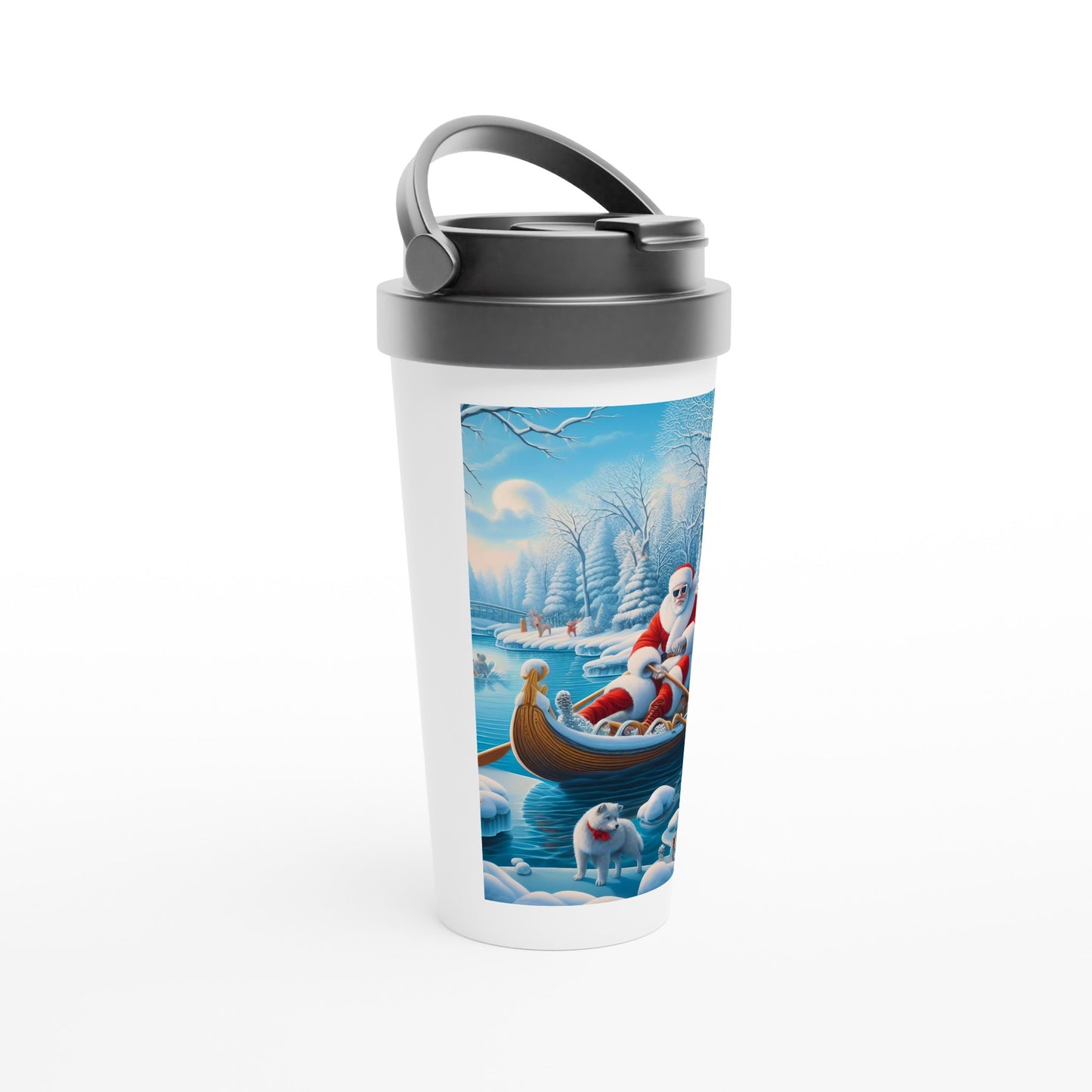 White 15oz Stainless Steel Travel Mug - Winter 162