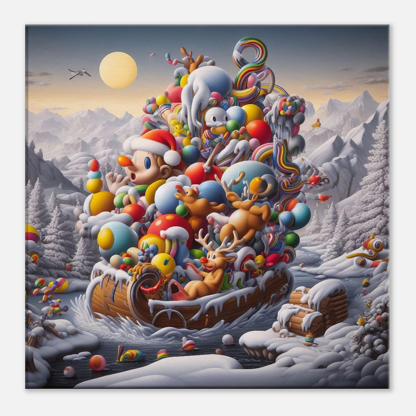 Wall Art - Winter 59 - Boy, Sleigh, Toys