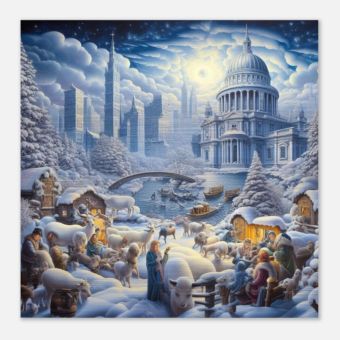 Wall Art - Winter 12 - People, sheep and goats