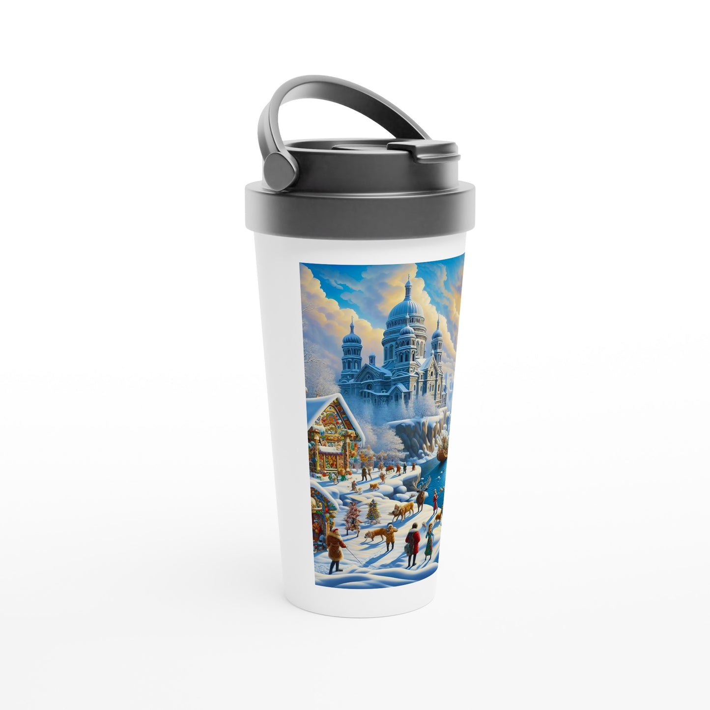 White 15oz Stainless Steel Travel Mug - Winter 154