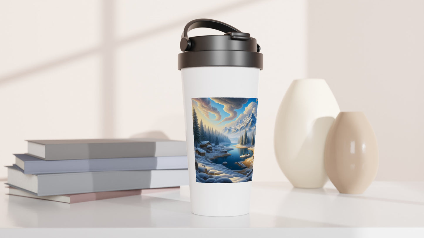 White 15oz Stainless Steel Travel Mug - Winter 163