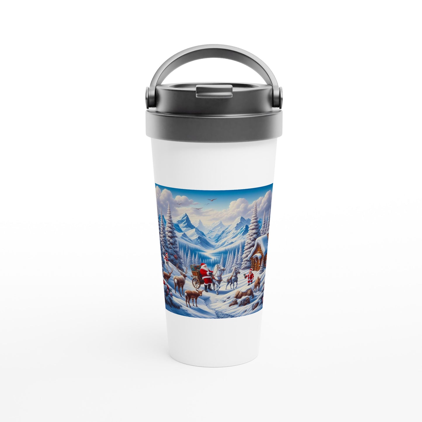 White 15oz Stainless Steel Travel Mug - Winter 55