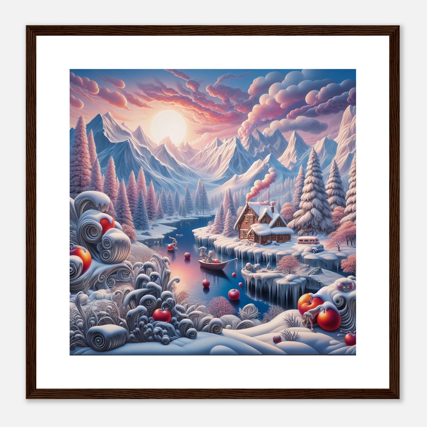 Wall Art - Winter 62 - Small boat on a river