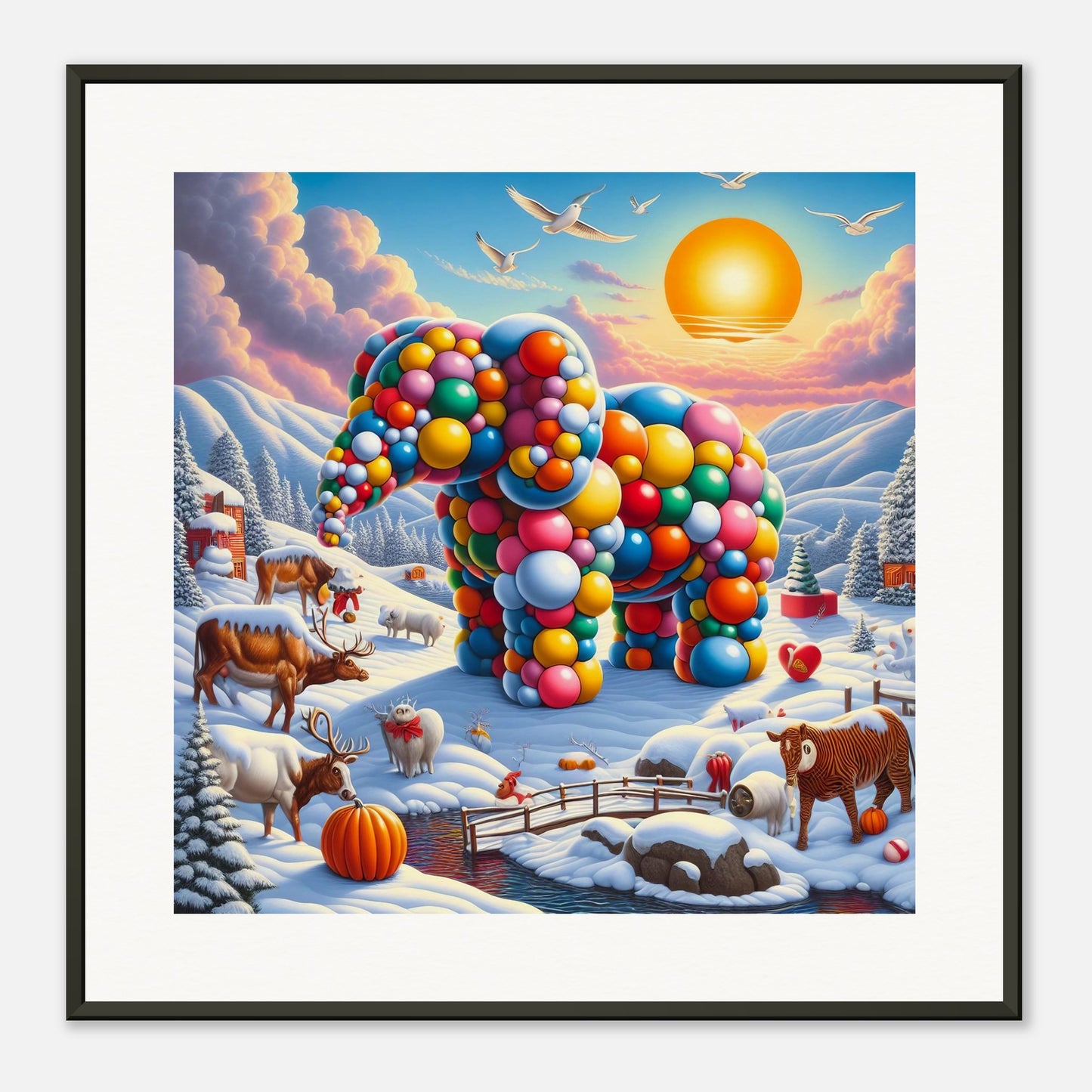 Wall Art - Winter 74 - Elephant and sun
