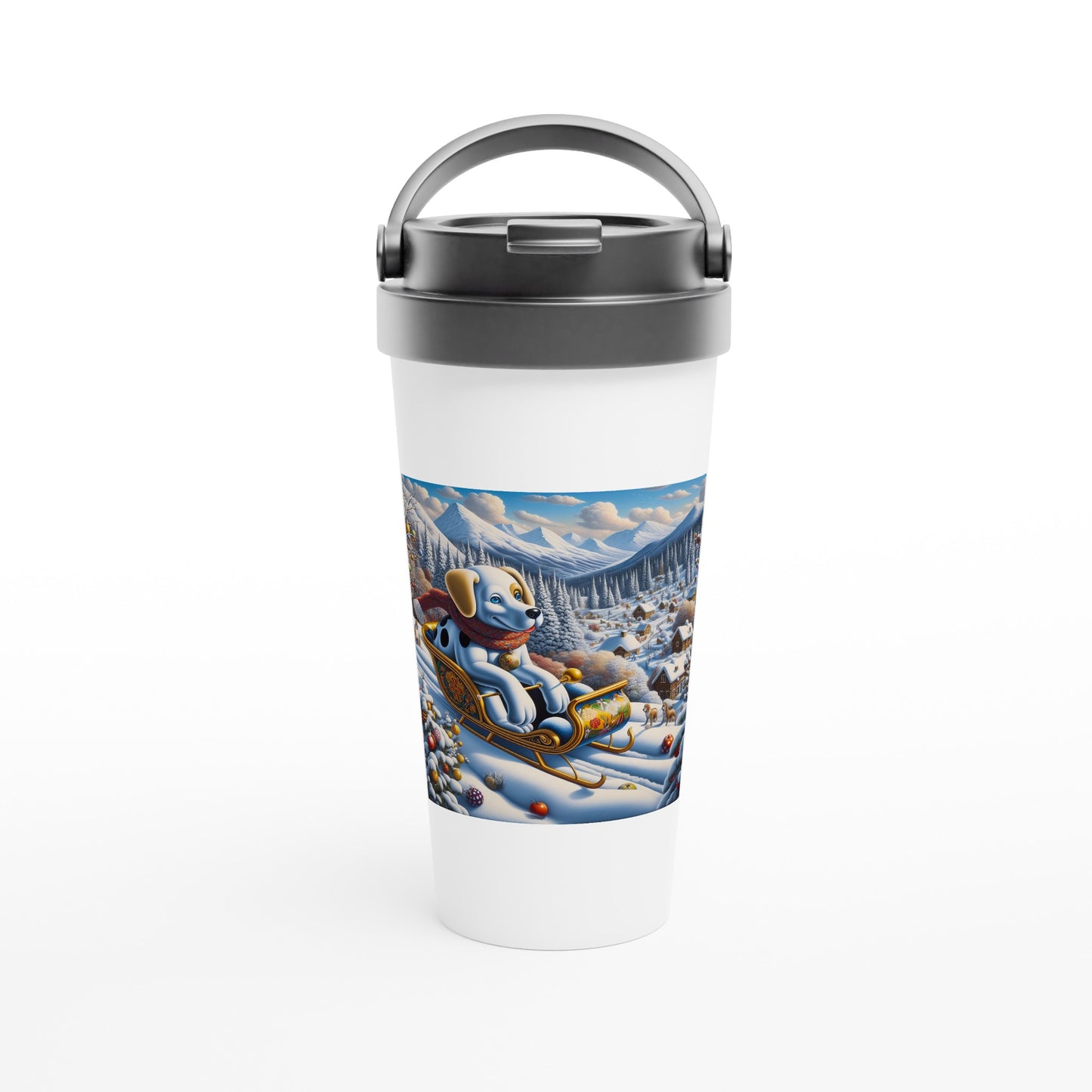 White 15oz Stainless Steel Travel Mug - Winter 142