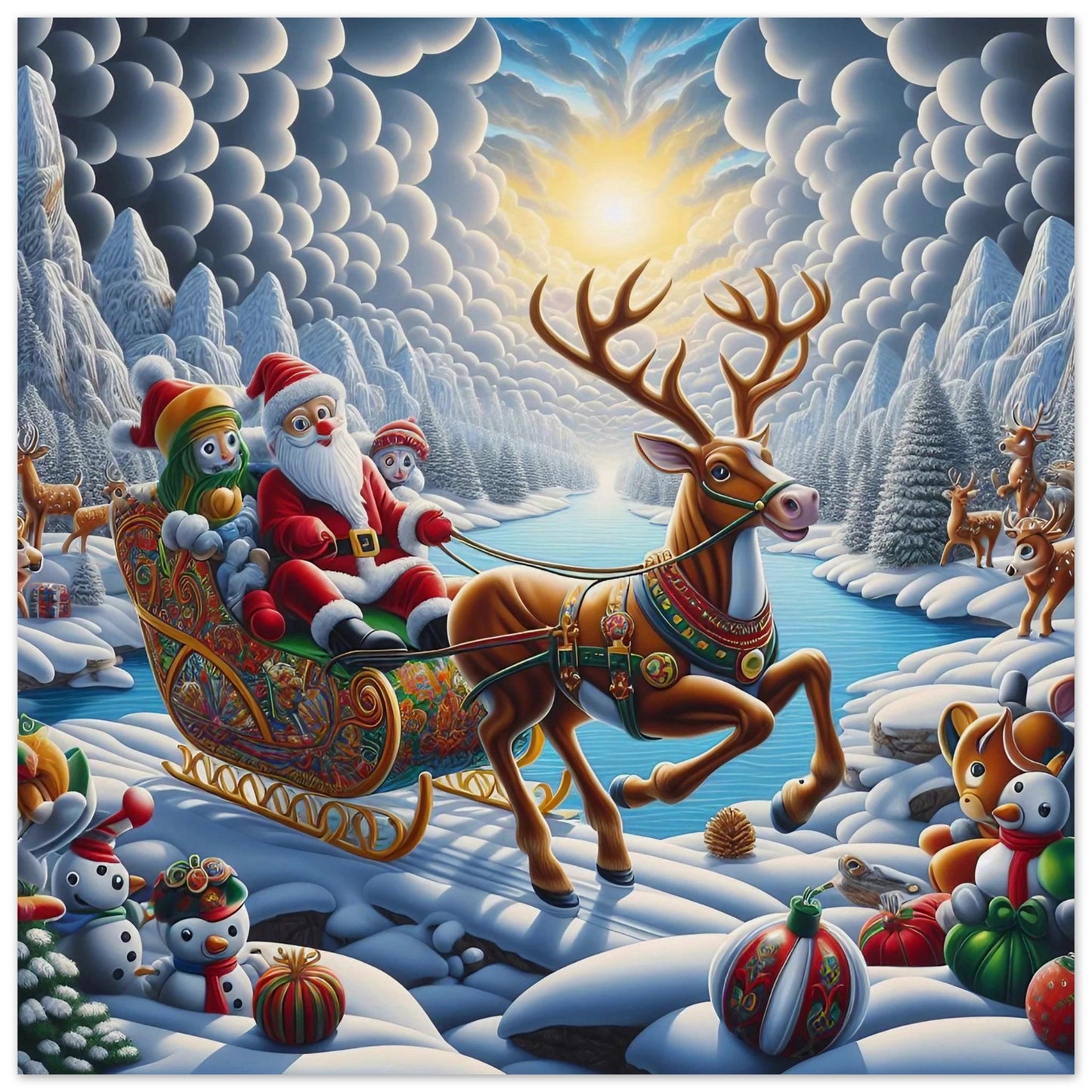 Wall art - Santa Claus and Reindeer