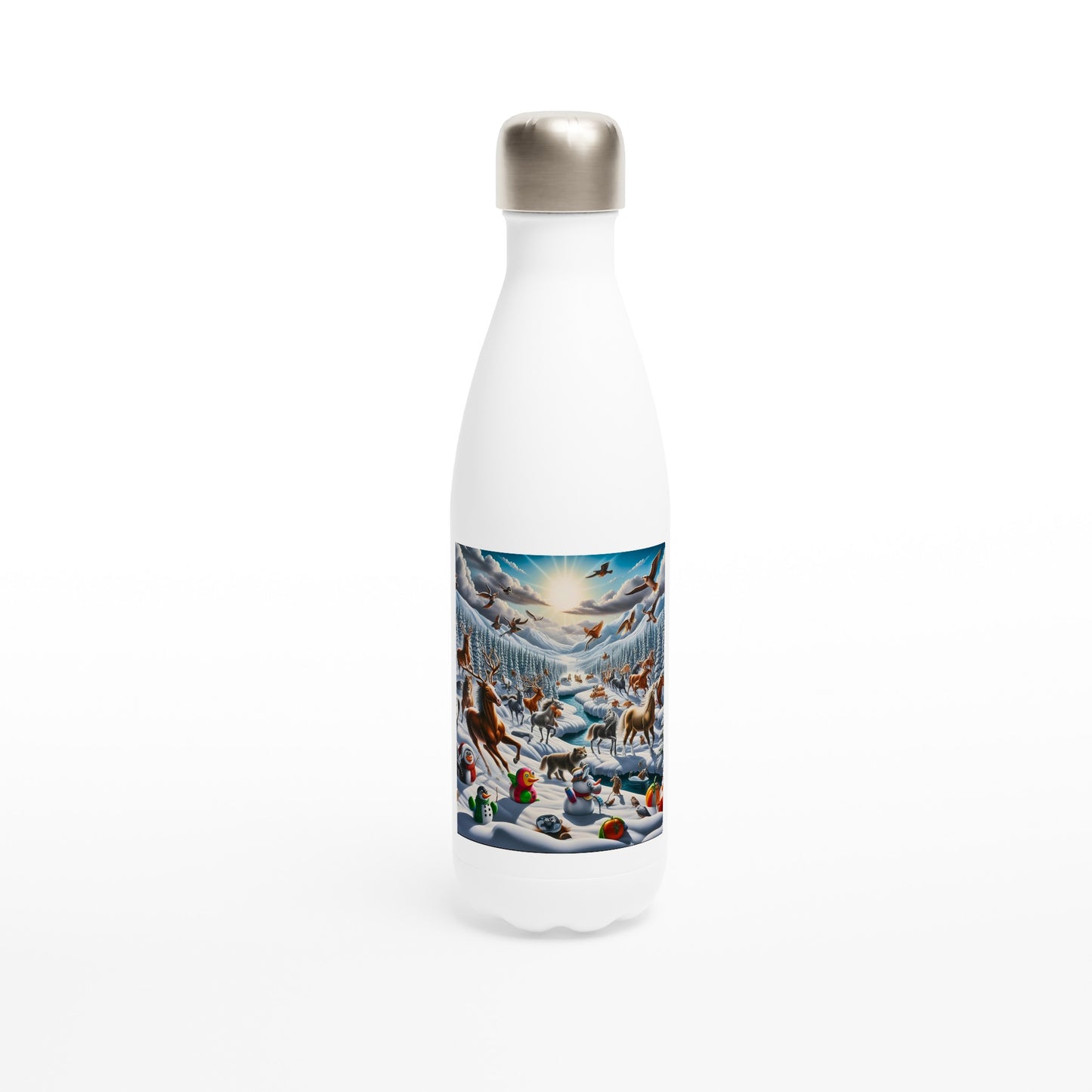 White 17oz Stainless Steel Water Bottle - Winter 140