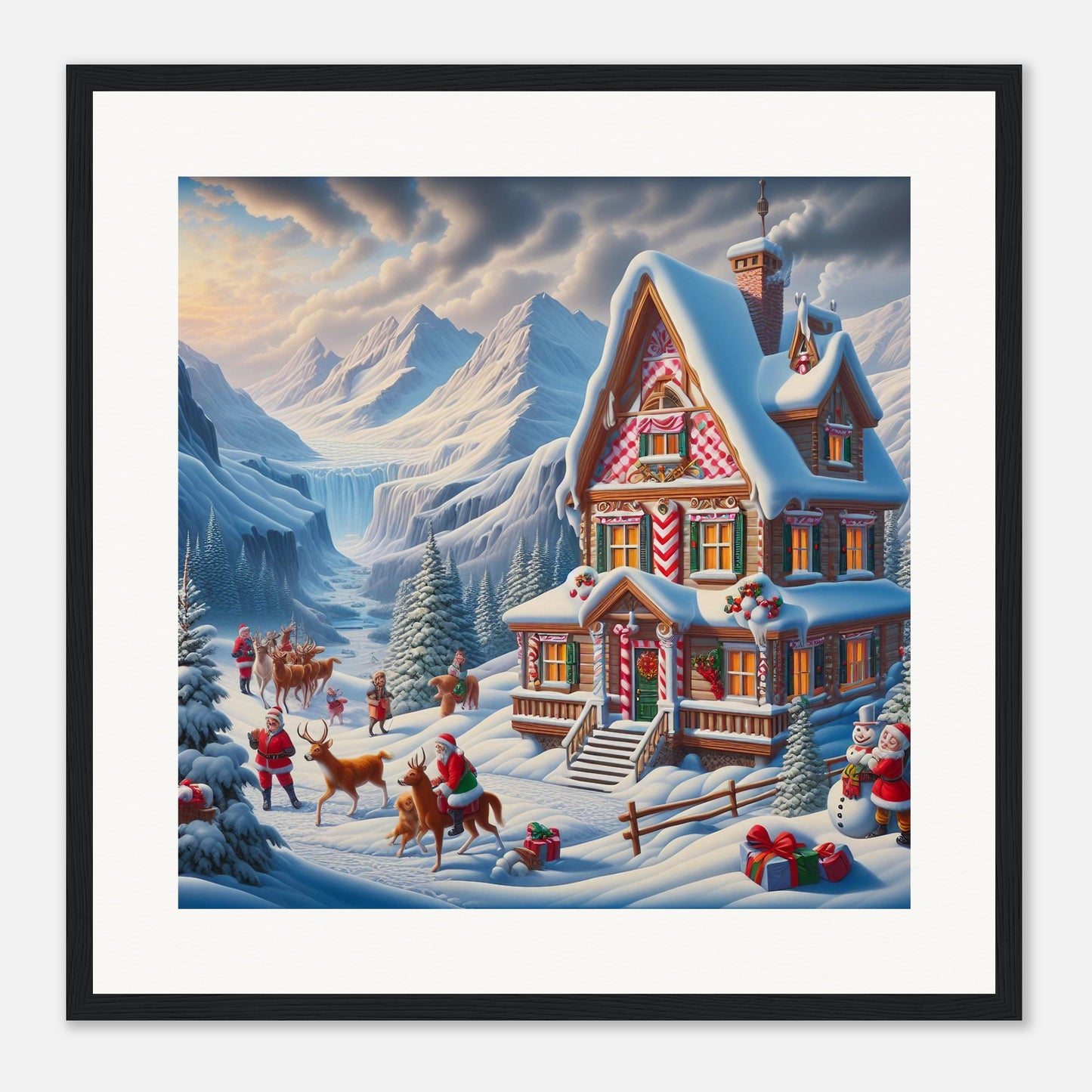 Wall Art - Winter 56 - Cottage and deer