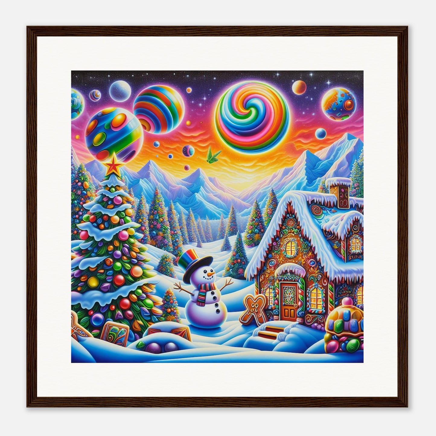 Wall Art - Winter 29 - Snowman and neon planets