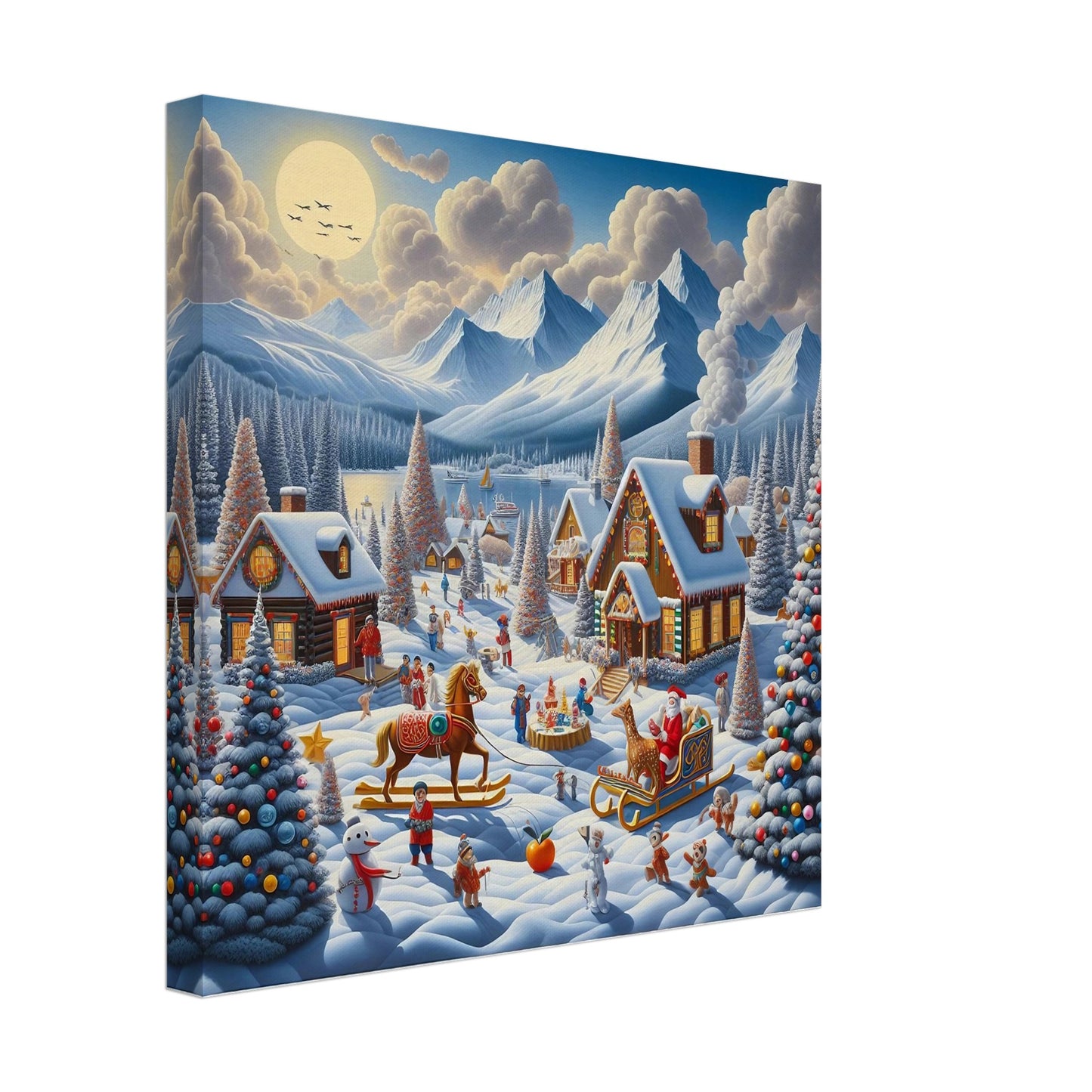 Wall art - Houses with Santa Claus and a Wood Horse