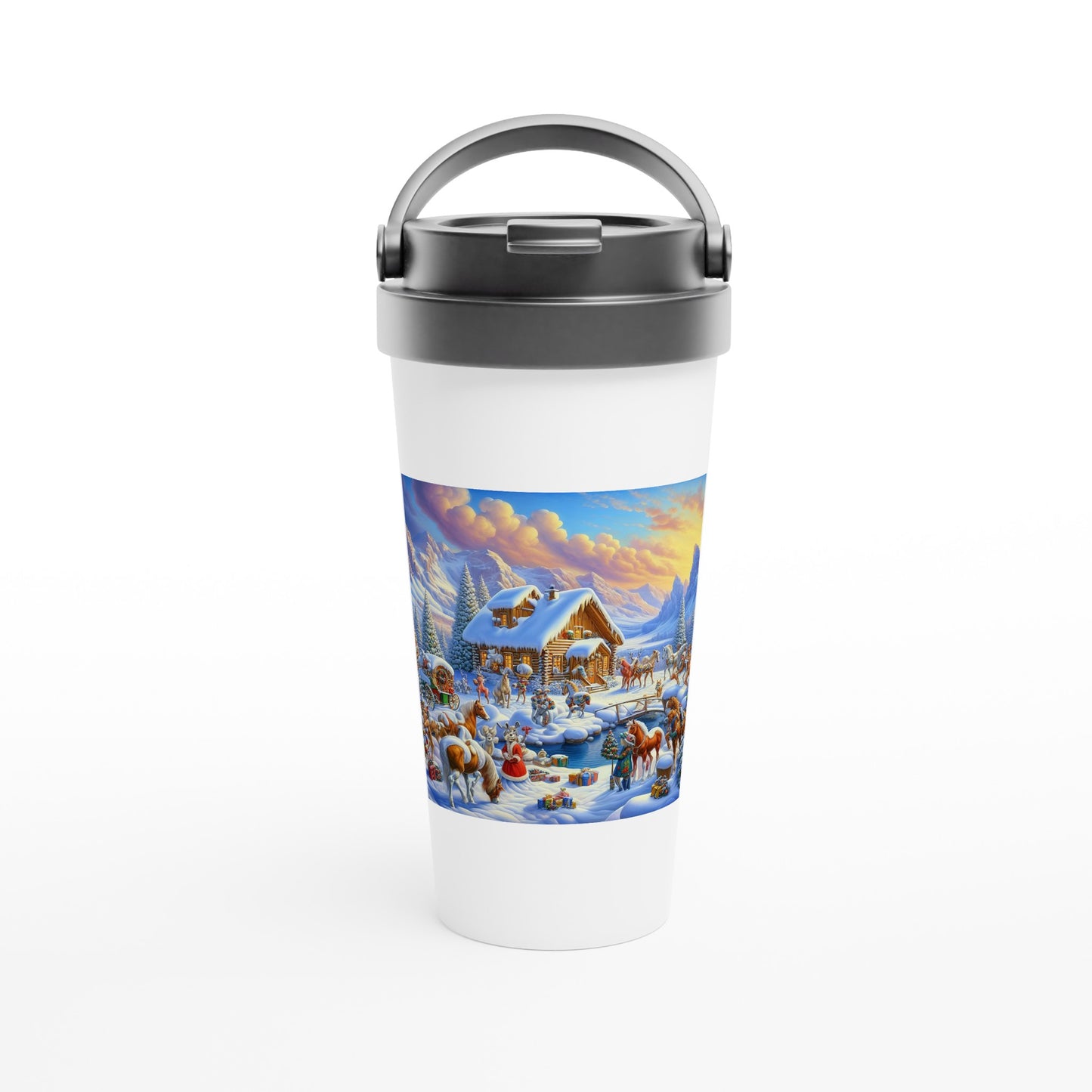 White 15oz Stainless Steel Travel Mug - Winter 71