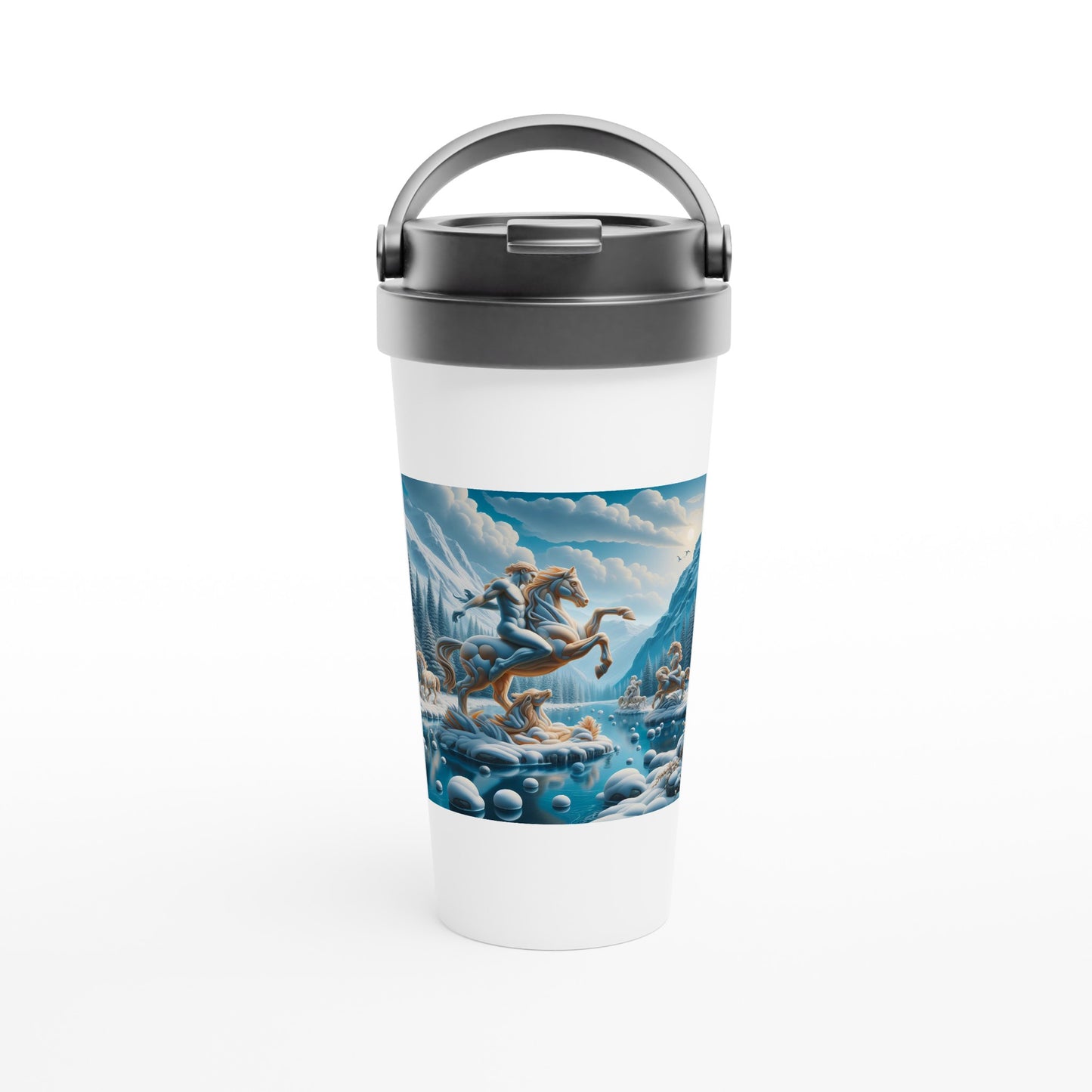 White 15oz Stainless Steel Travel Mug - Winter 76