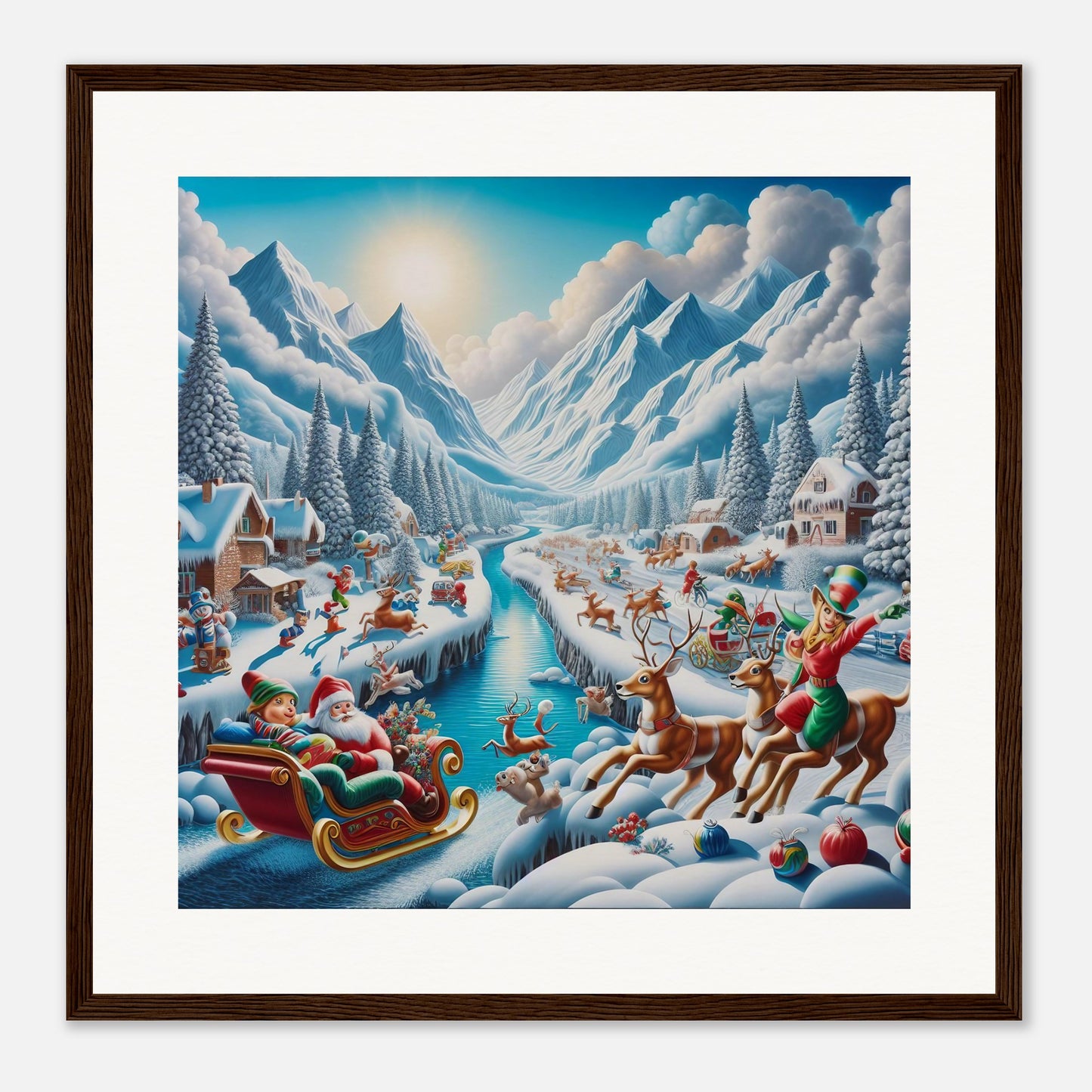 Wall Art - Winter 41 - Santa Claus, reindeer and river