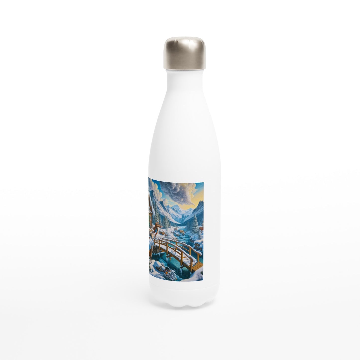 White 17oz Stainless Steel Water Bottle - Winter 53