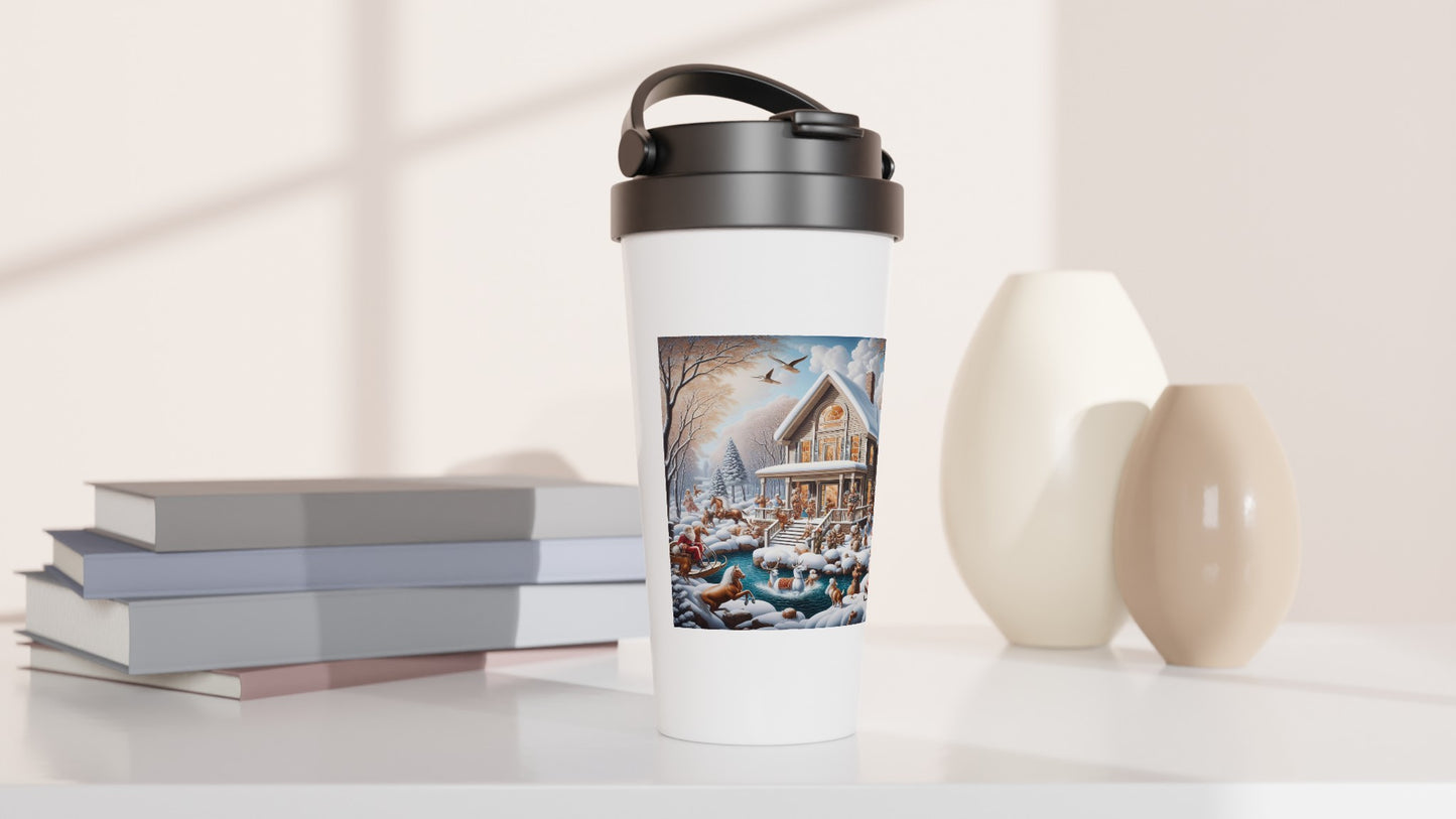 White 15oz Stainless Steel Travel Mug - Winter 86