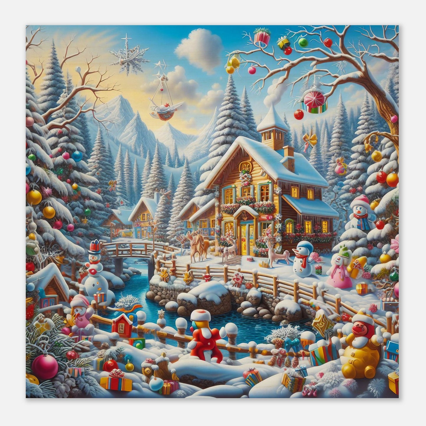 Wall Art - Winter 13 - Village nestled in a snow-covered mountain valley