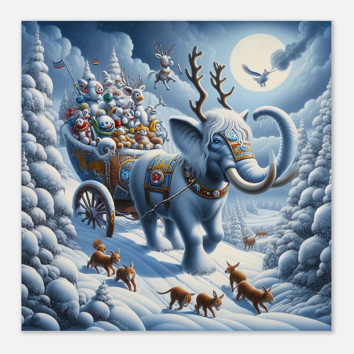 Wall art - Elephant in snow at night