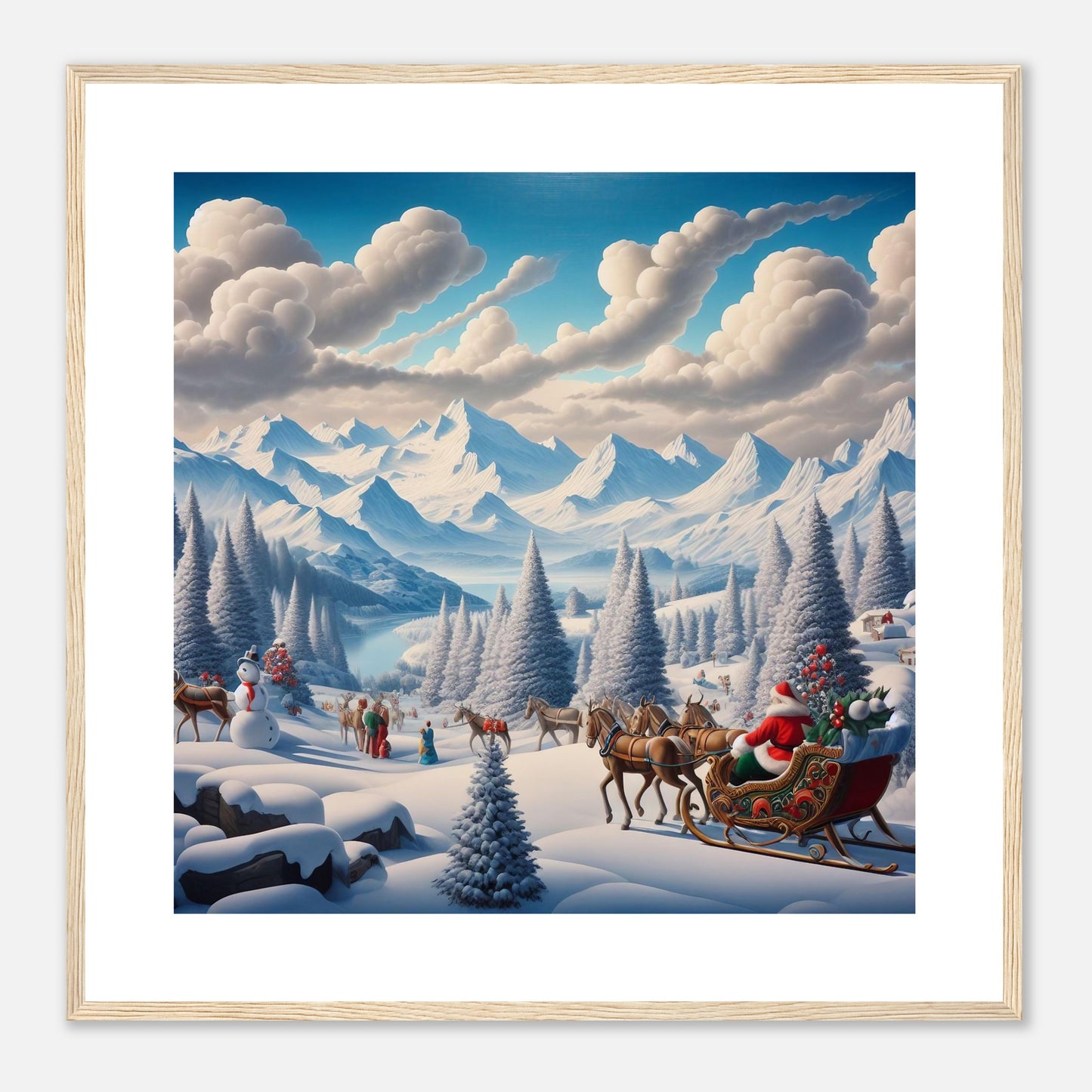 Wall Art - Winter 38 - Horses, Santa Claus and snowman