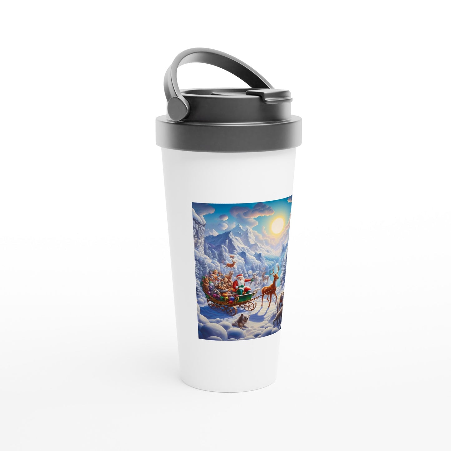 White 15oz Stainless Steel Travel Mug - Winter 123