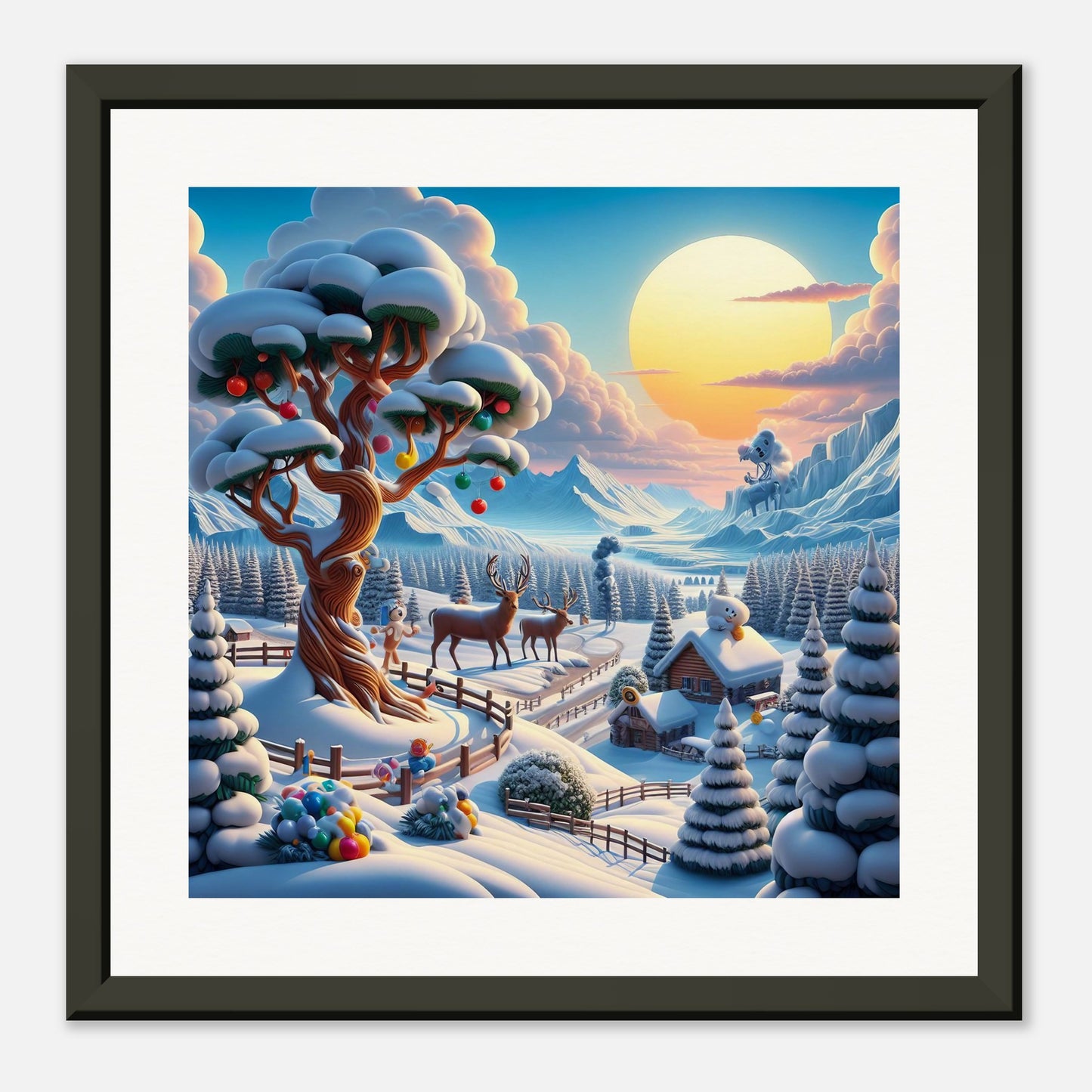 Wall Art - Winter 32 - Deer and tree