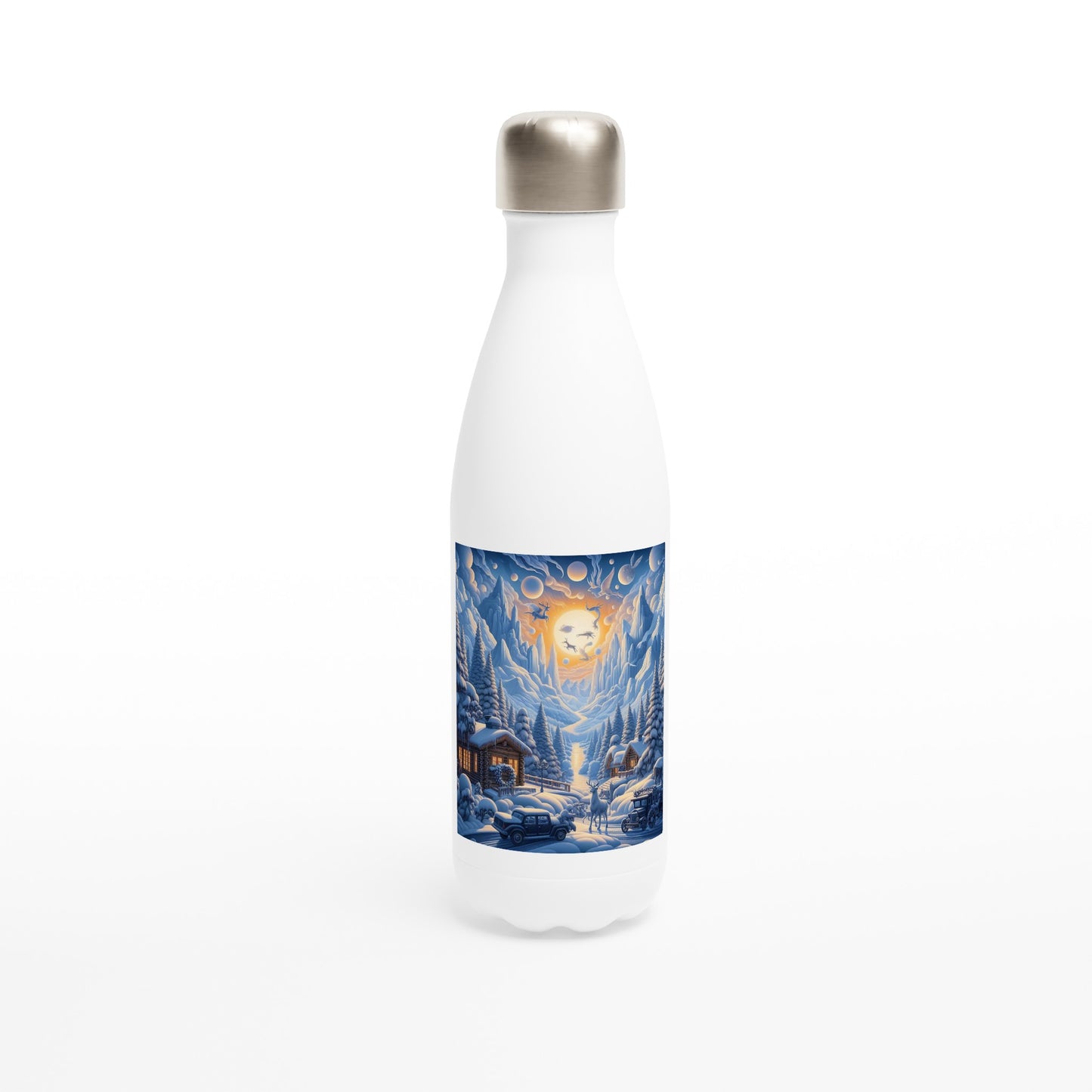White 17oz Stainless Steel Water Bottle - Winter 230