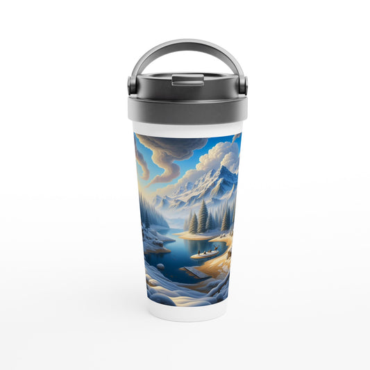 White 15oz Stainless Steel Travel Mug - Winter 163