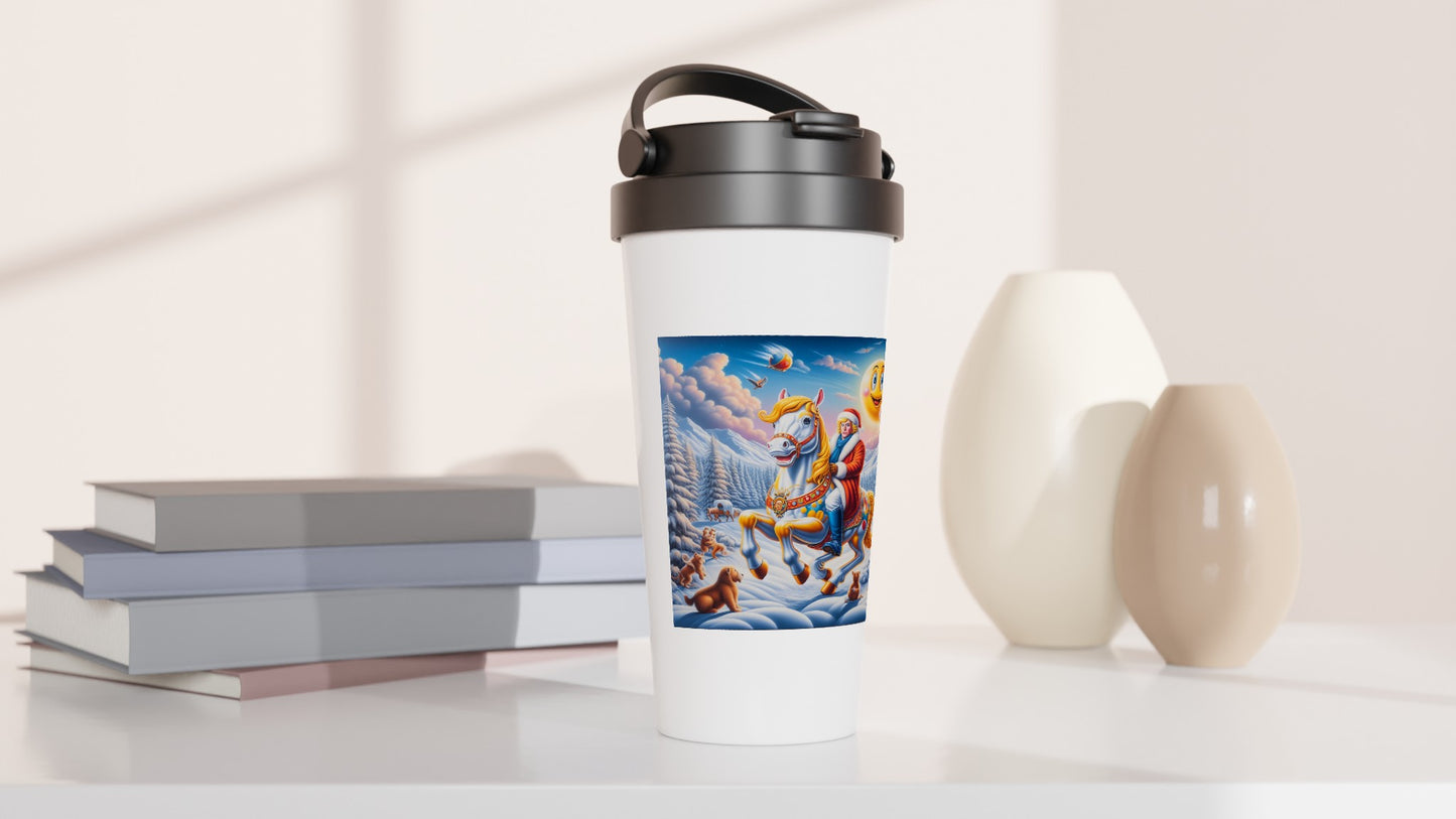 White 15oz Stainless Steel Travel Mug - Winter 148