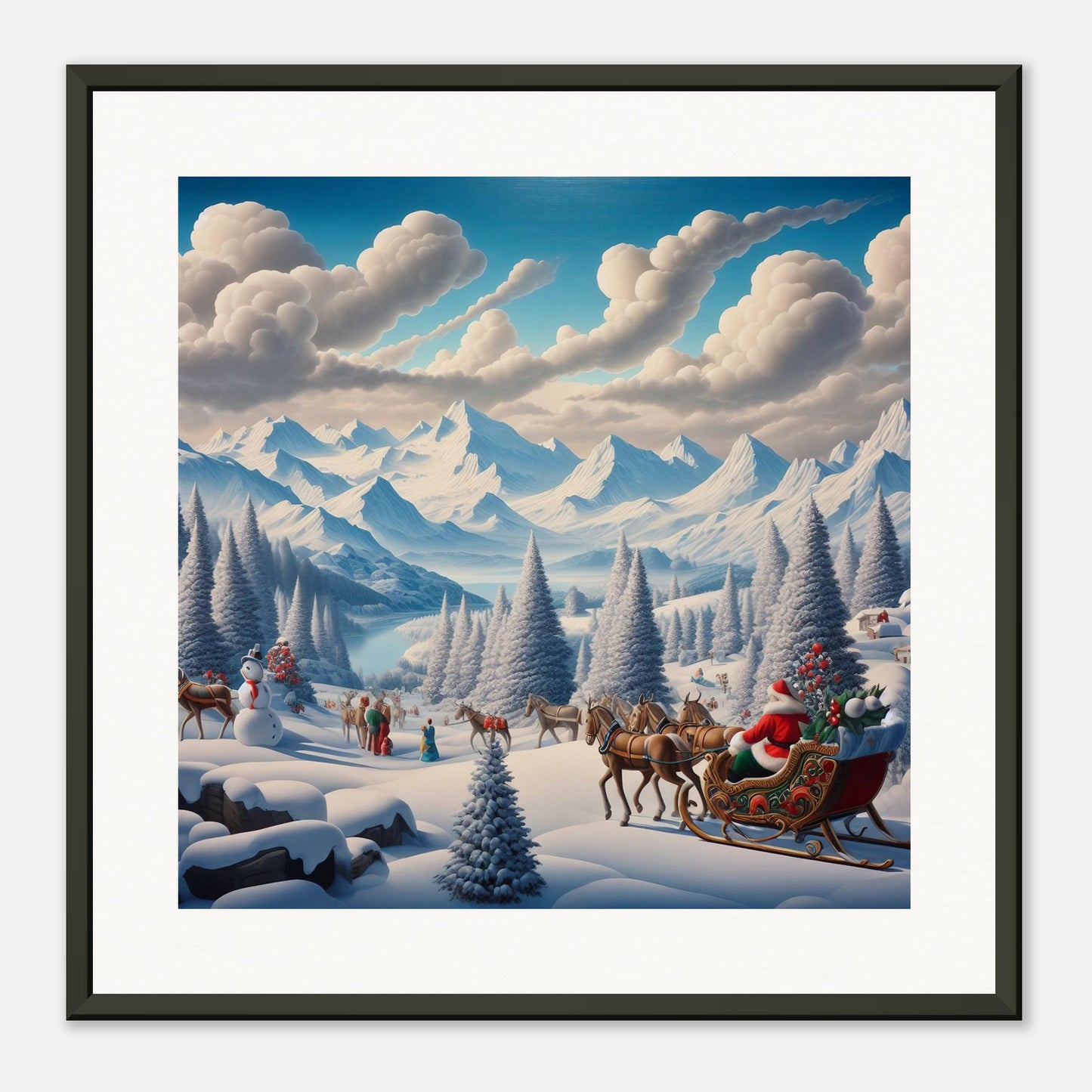 Wall Art - Winter 8 - Santa Claus, Sleigh, Mountains