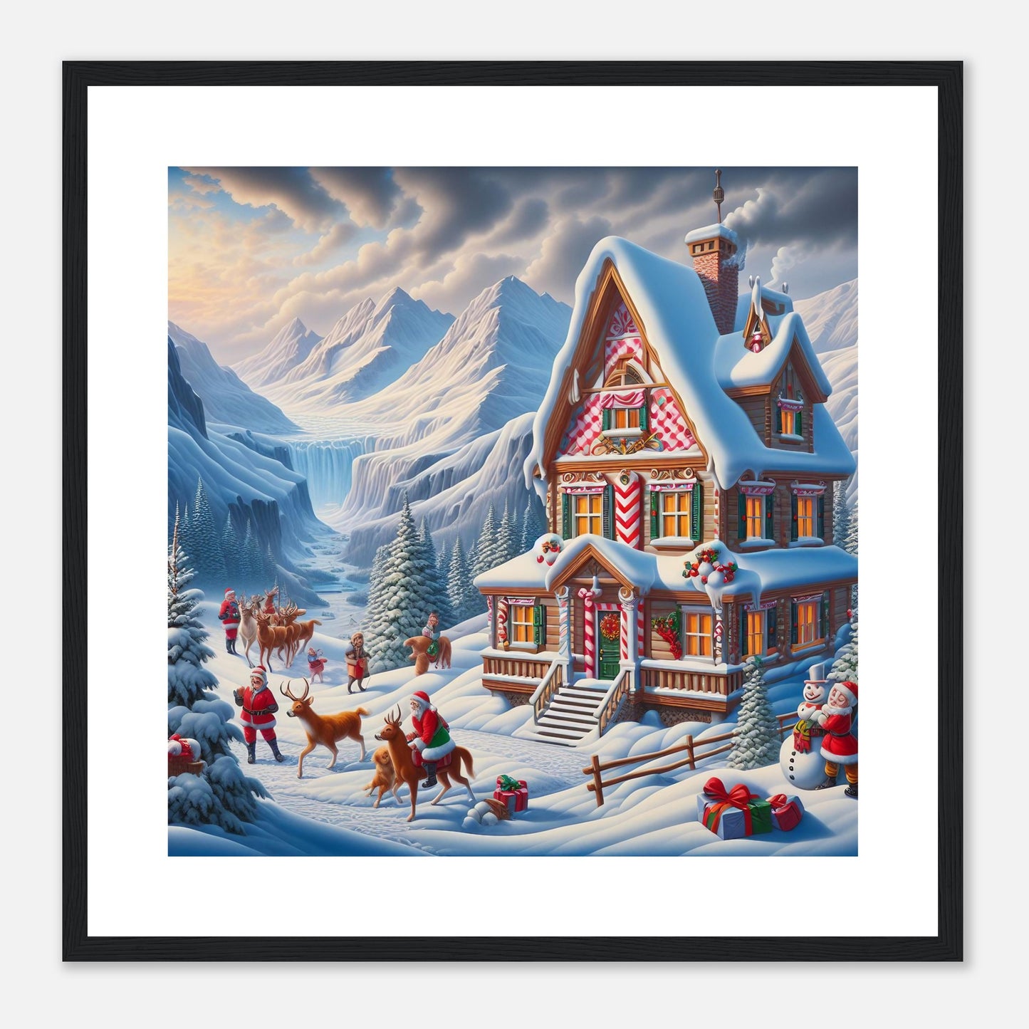 Wall Art - Winter 56 - Cottage and deer