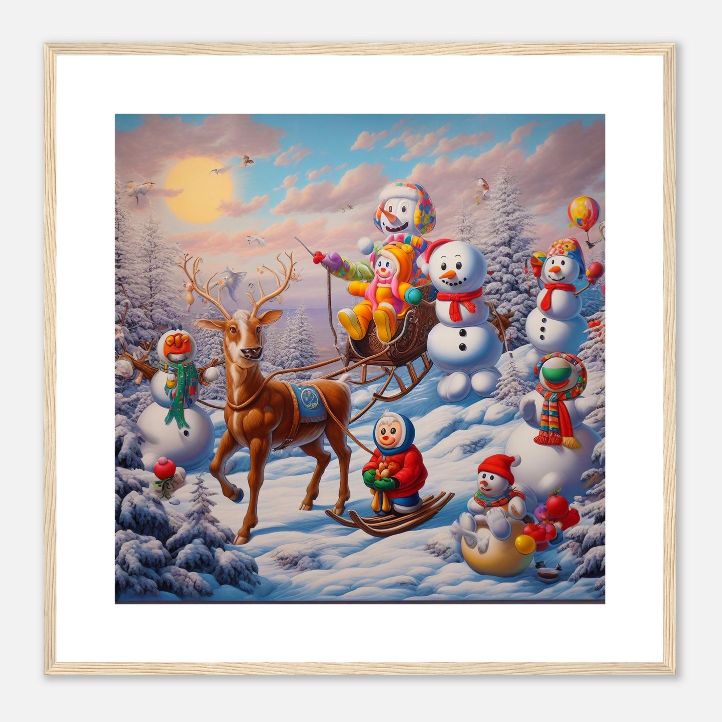 Wall Art - Winter 77 - Snowmen and a reindeer