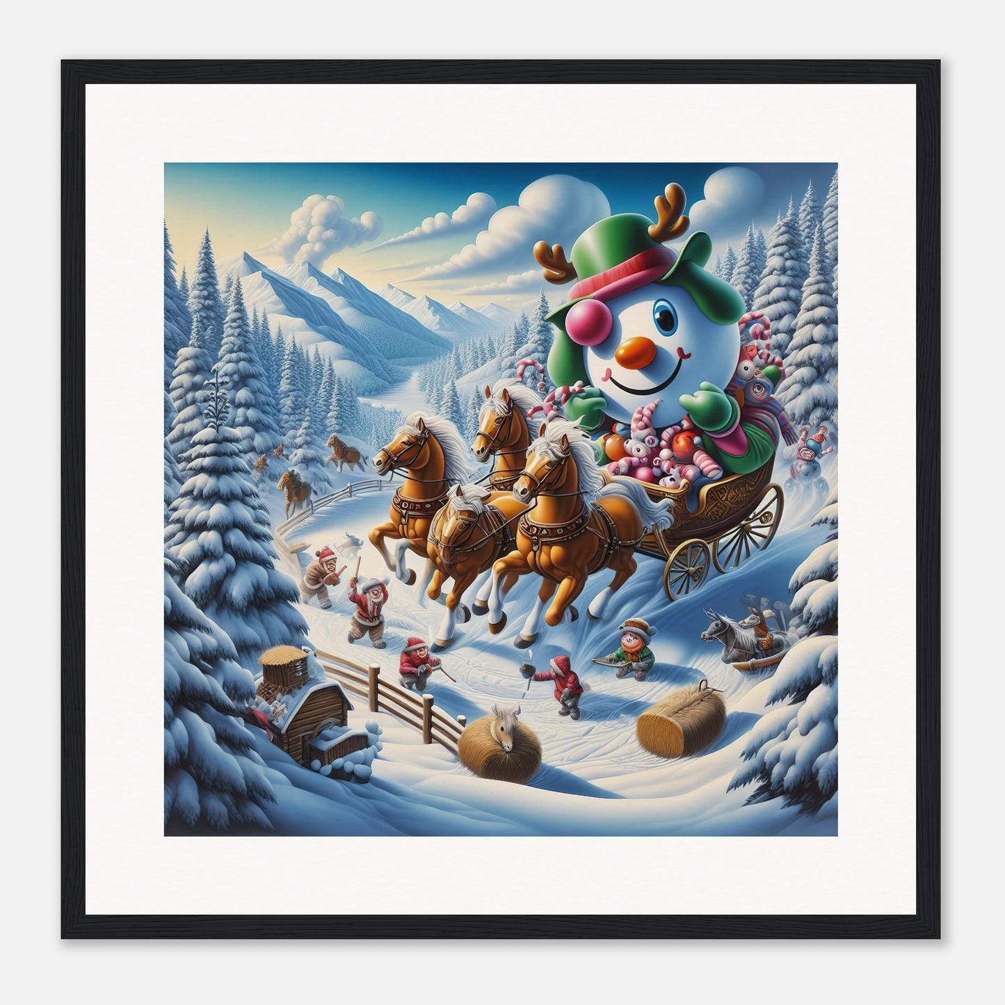 Wall Art - Winter 63 - Snowman in a carriage