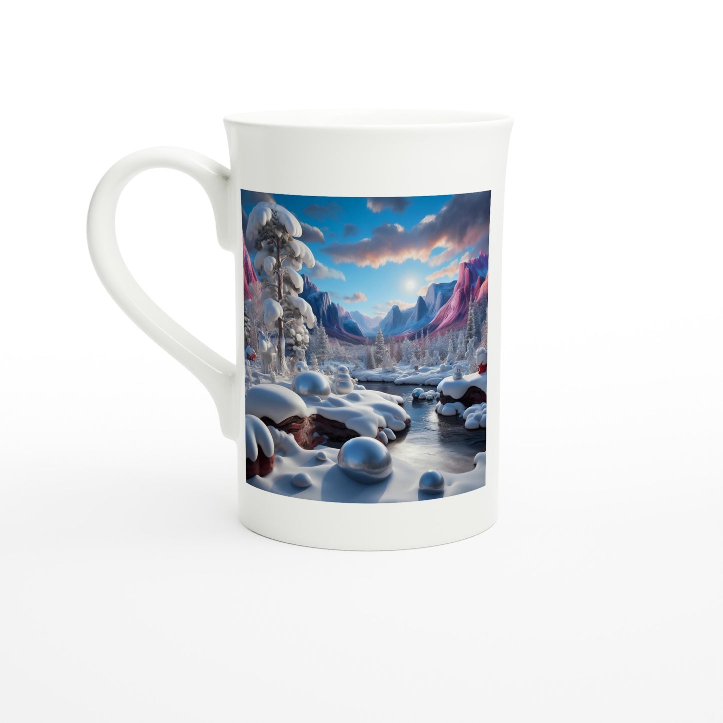 White 10oz Porcelain Slim Mug - Winter 156