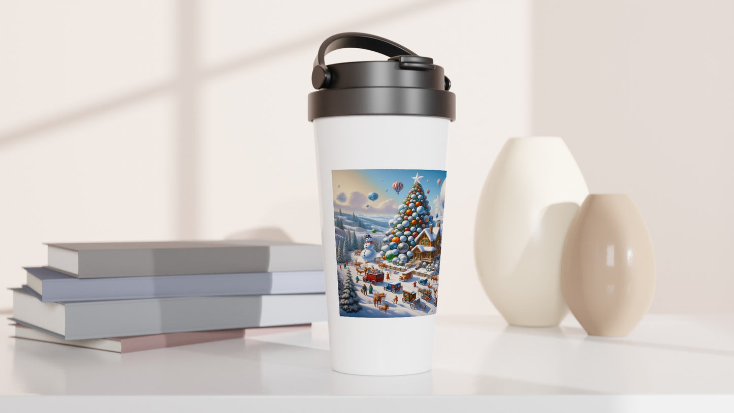 White 15oz Stainless Steel Travel Mug - Winter 96