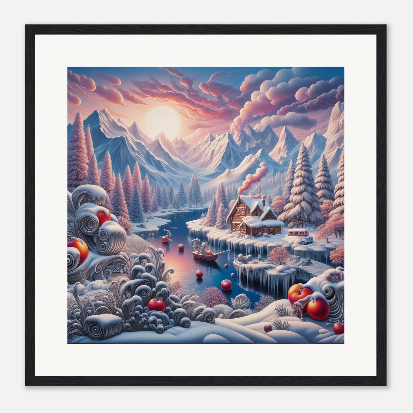 Wall Art - Winter 62 - Small boat on a river