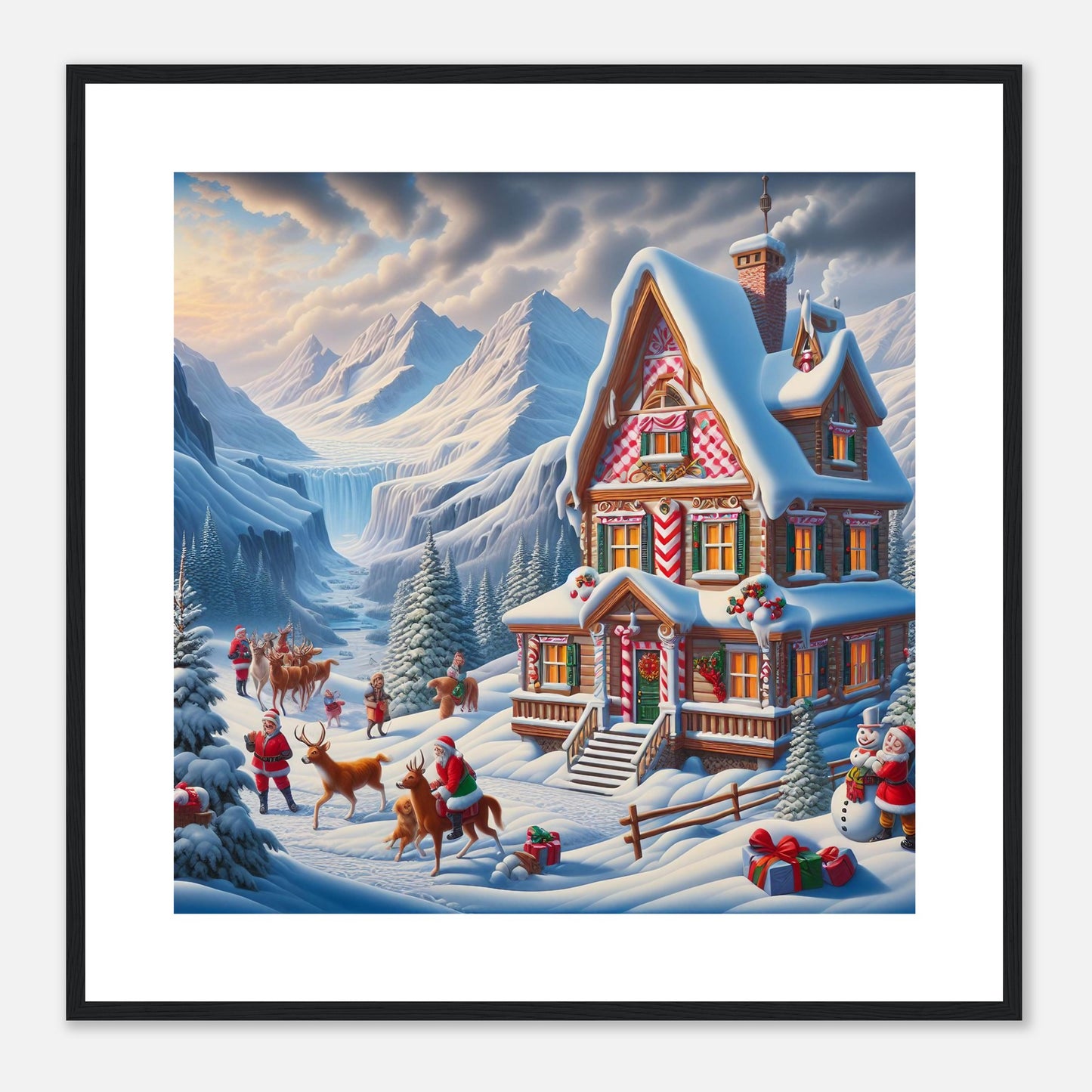 Wall Art - Winter 56 - Cottage and deer