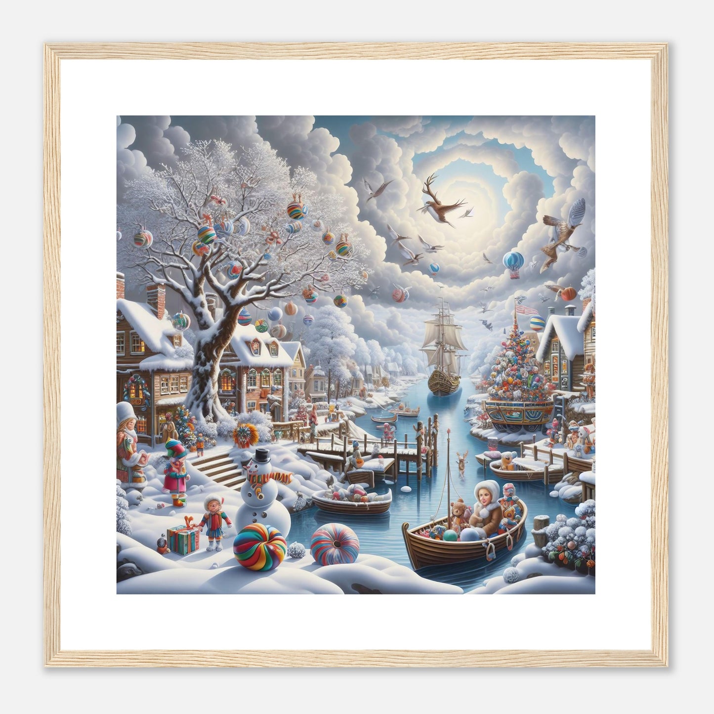 Wall Art - Winter 45 - Snowman and a sailing ship