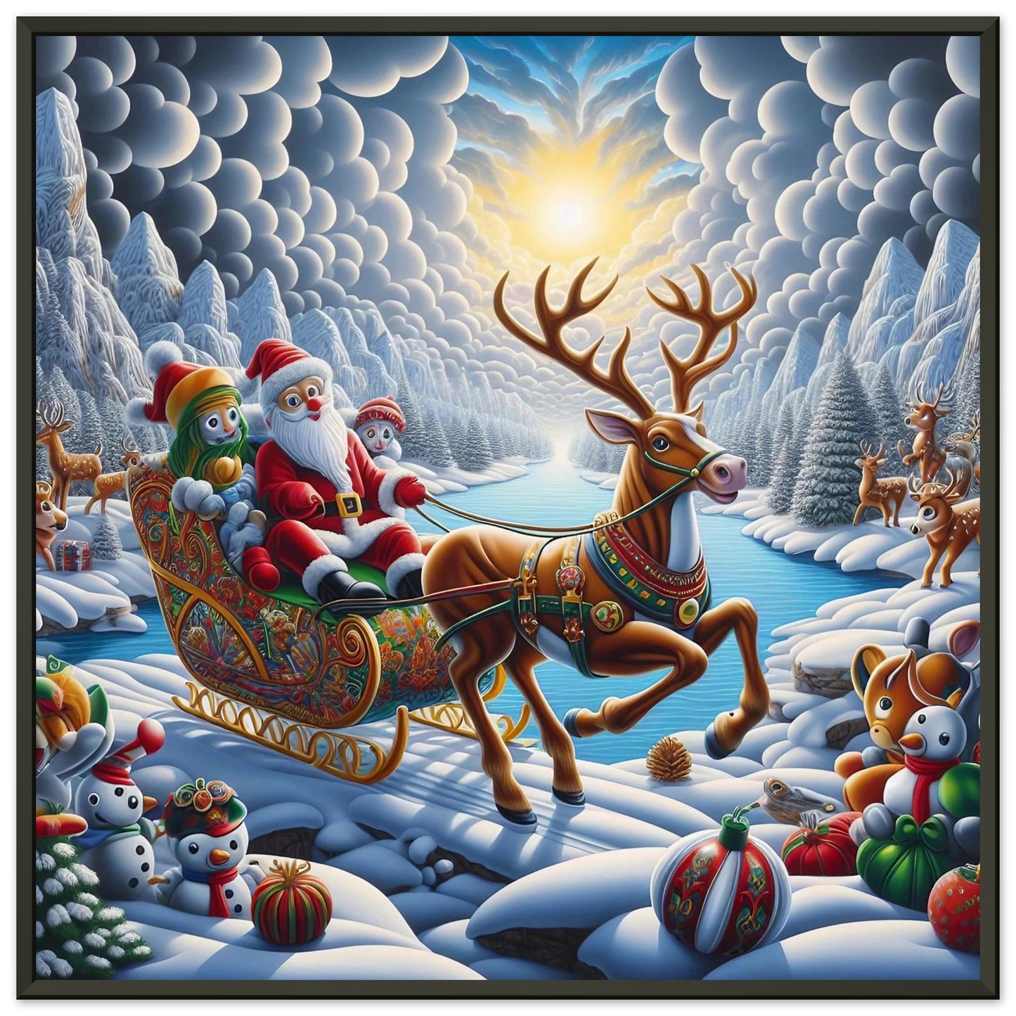 Wall art - Santa Claus and Reindeer