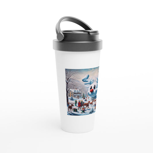 White 15oz Stainless Steel Travel Mug - Winter 102