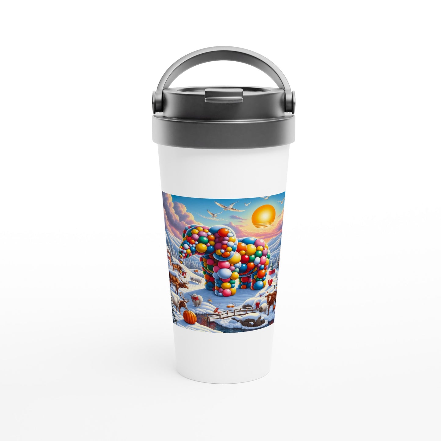 White 15oz Stainless Steel Travel Mug - Winter 74